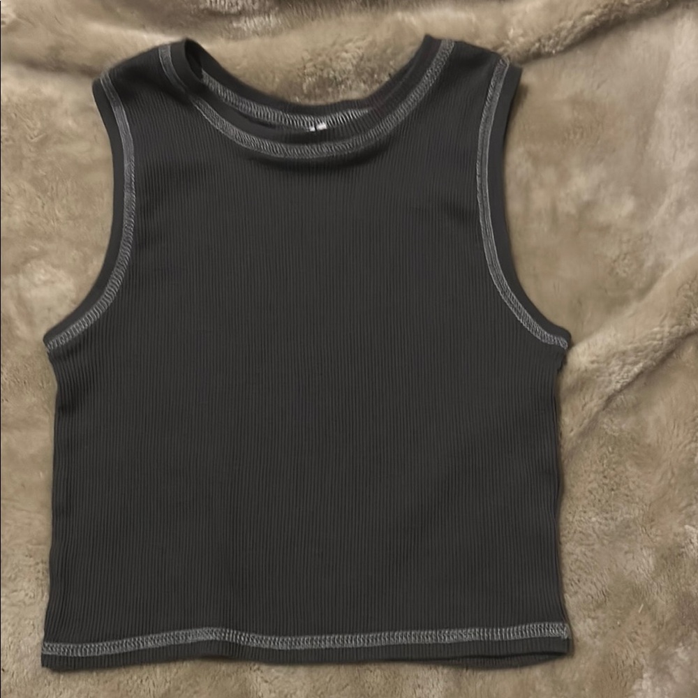 Black Sleeveless Ribbed Top